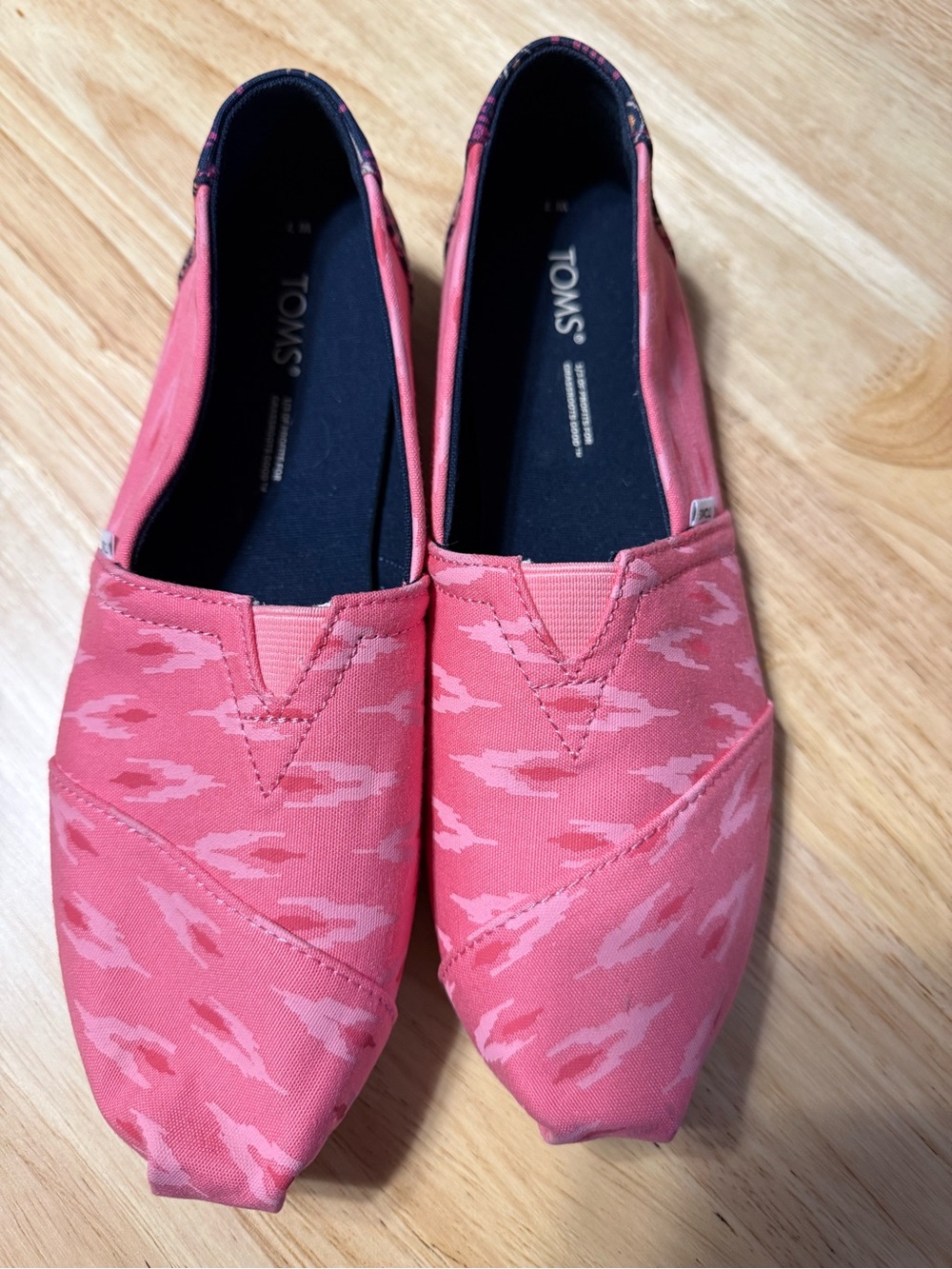 Toms Pink Patterned Canvas Slip-On Flats